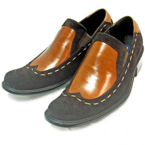 Fiesso Brown Genuine Leather/Suede Loafer Shoes FI8196